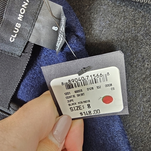 Club Monaco size 8 NWT colorblock blue and black tonal Centie skirt - Picture 3 of 5